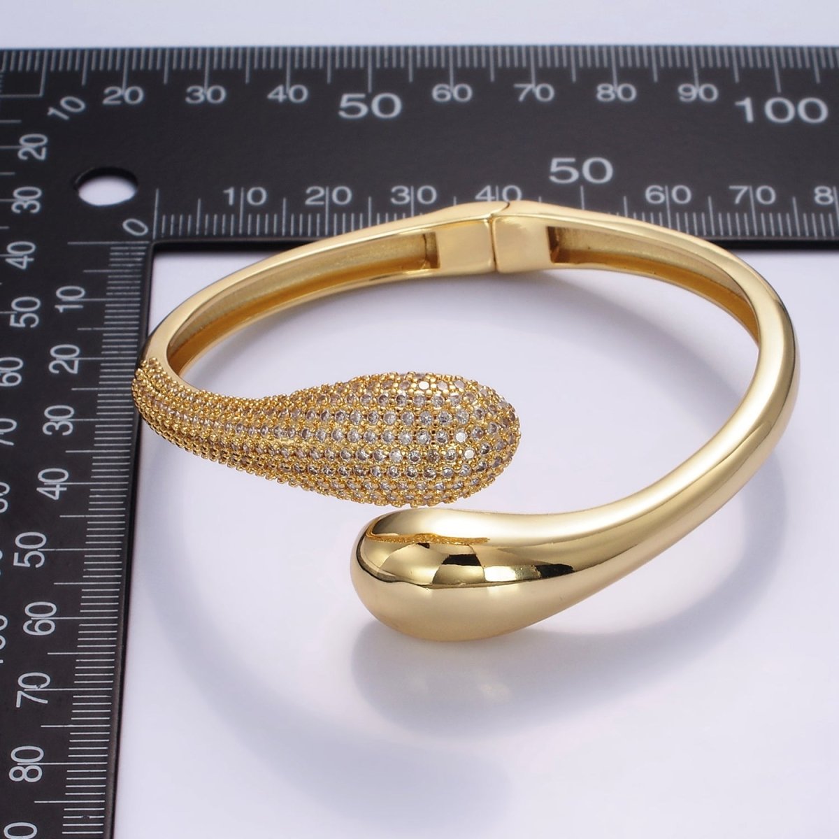 16K Gold Filled Micro Paved CZ Snake Drip Wrap Cuff Bracelet | WA-2524