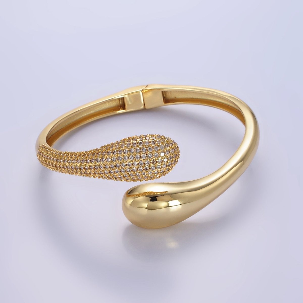 16K Gold Filled Micro Paved CZ Snake Drip Wrap Cuff Bracelet | WA-2524