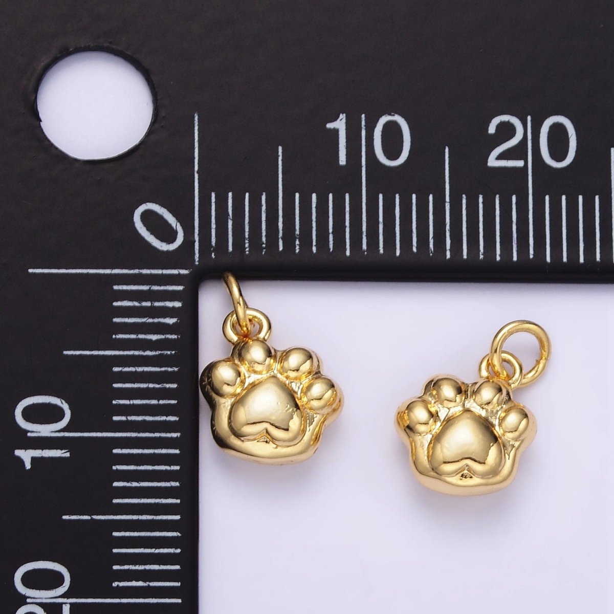24K Gold Filled Mini Pet Paw Print Minimalist Add-On Charm | AG847