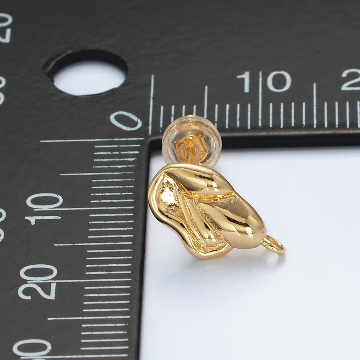 16K Gold Filled Molten Hammered Drop Stud Earrings Findings in Gold & Silver | Z836 Z837