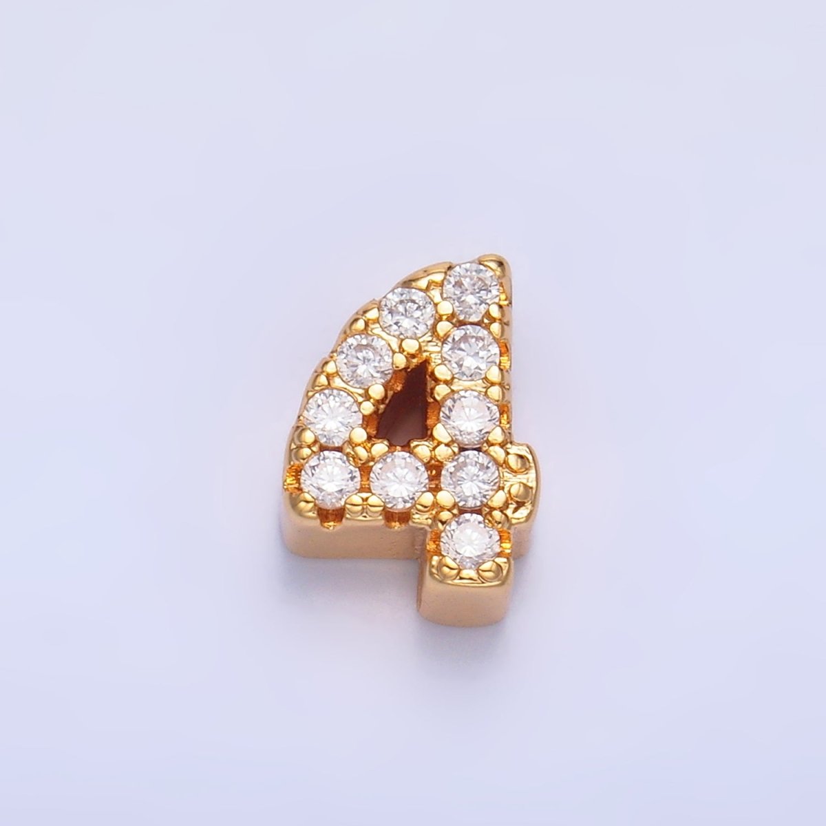 16K Gold Filled Number 0 - 9 Micro Paved CZ Bead | B291 - B295
