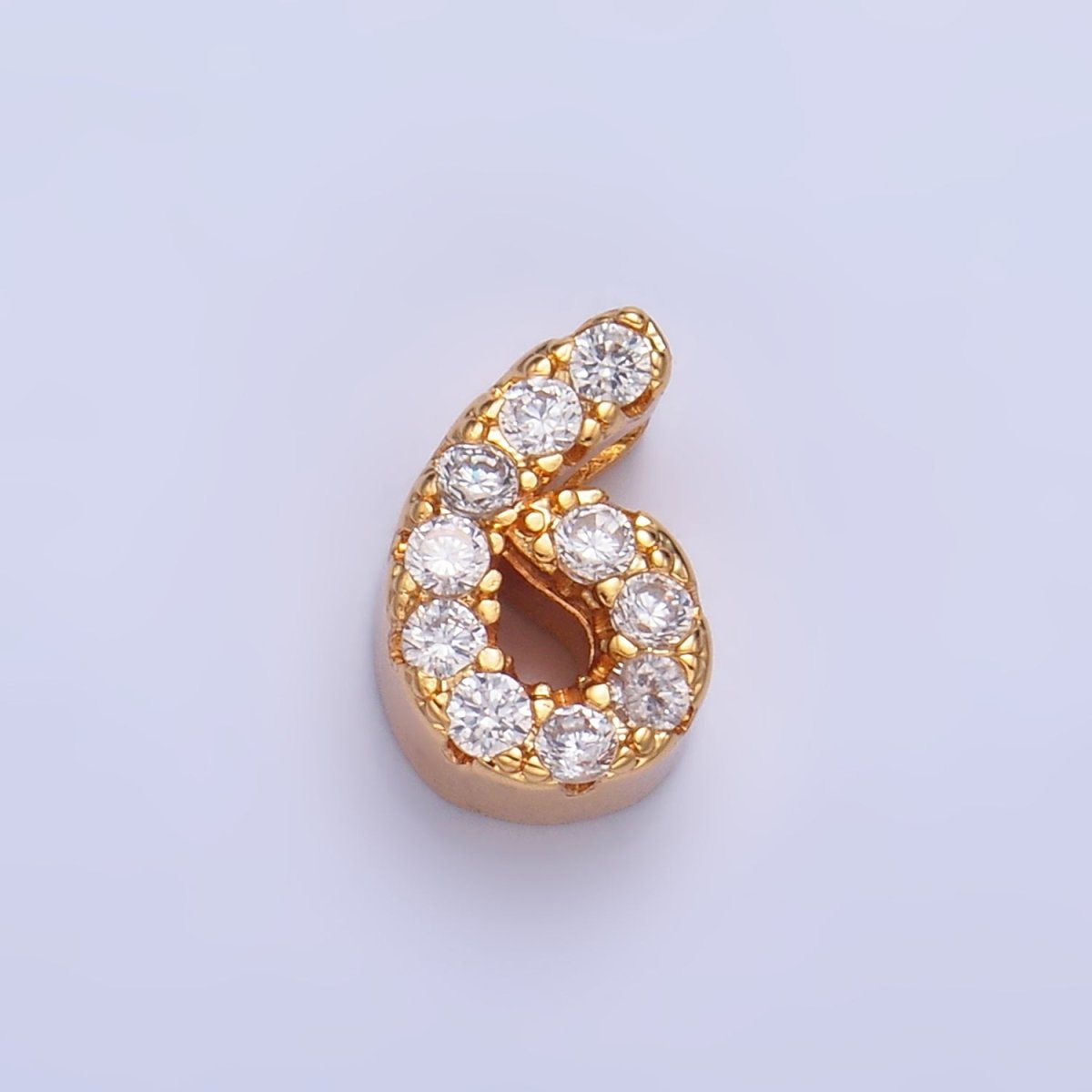 16K Gold Filled Number 0 - 9 Micro Paved CZ Bead | B291 - B295