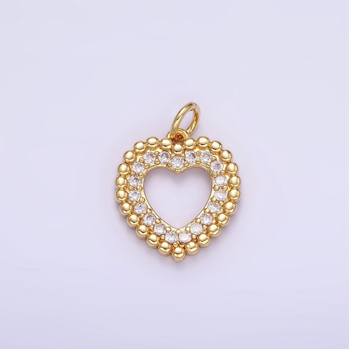 16K Gold Filled Open Beaded Micro Paved CZ Heart | C322