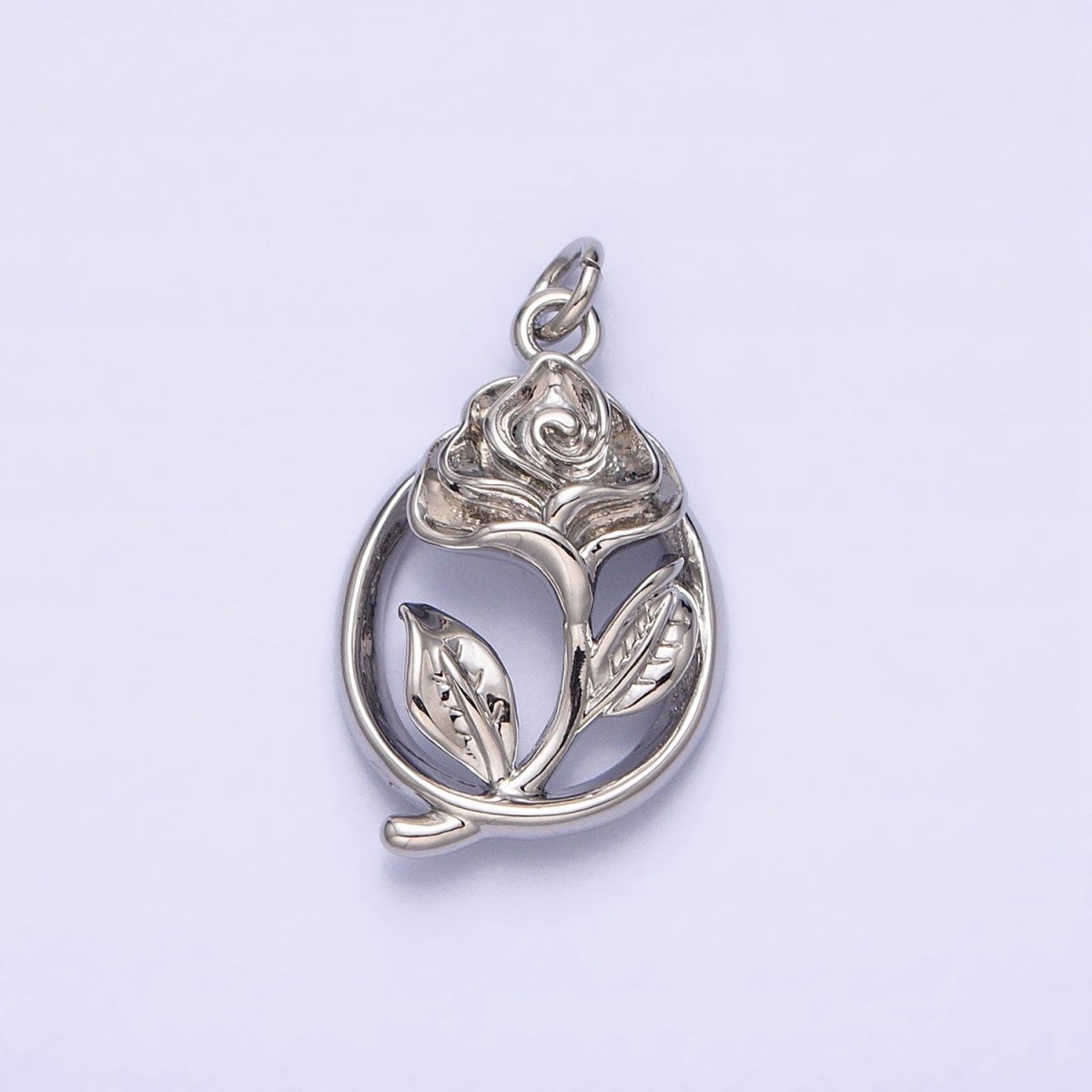 16K Gold Filled Open Flower Rose Charm | AC-477