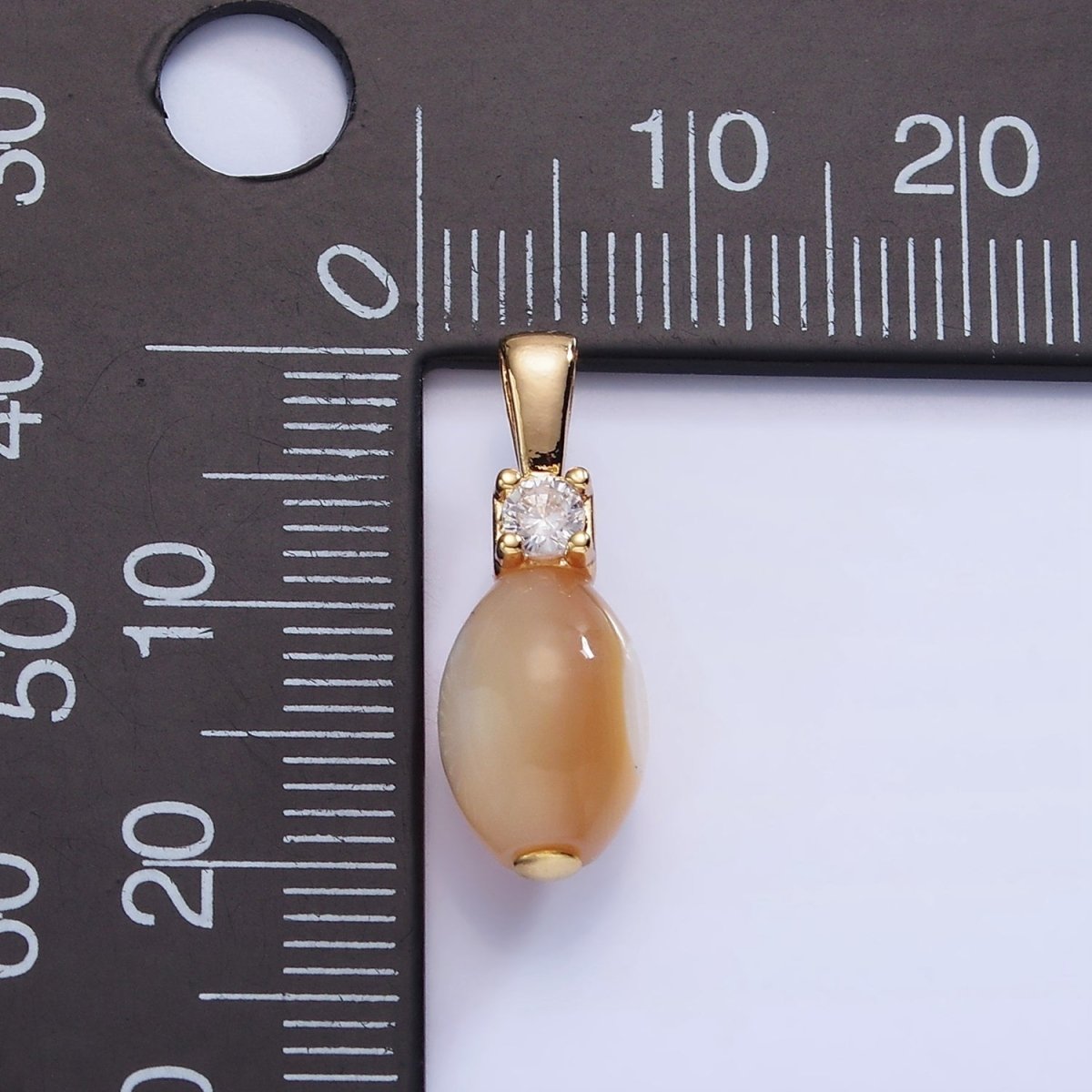 16K Gold Filled Peach Pearl Sphere CZ Drop Pendant | P1574