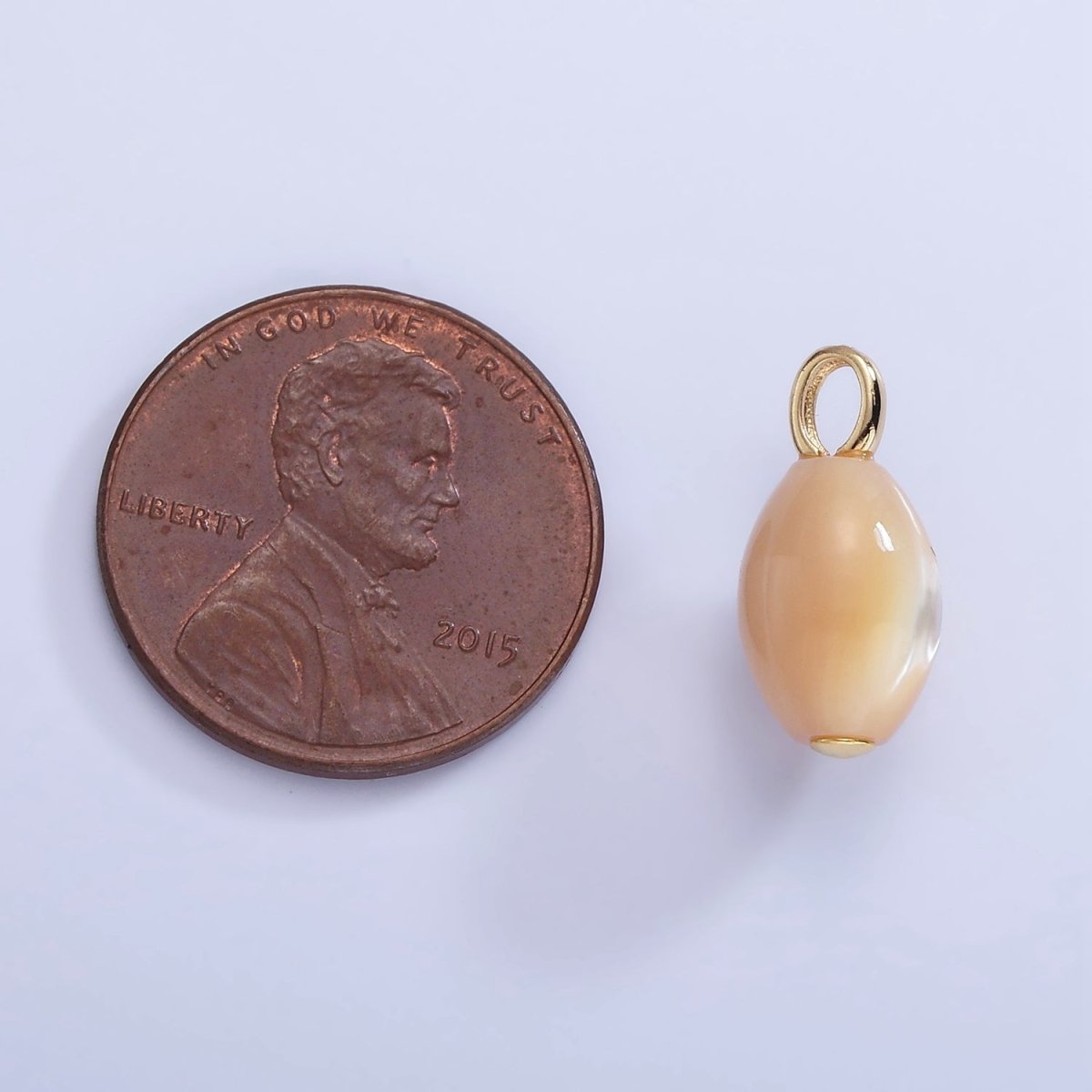 16K Gold Filled Peach Shell Pearl Sphere Drop Pendant | P1587
