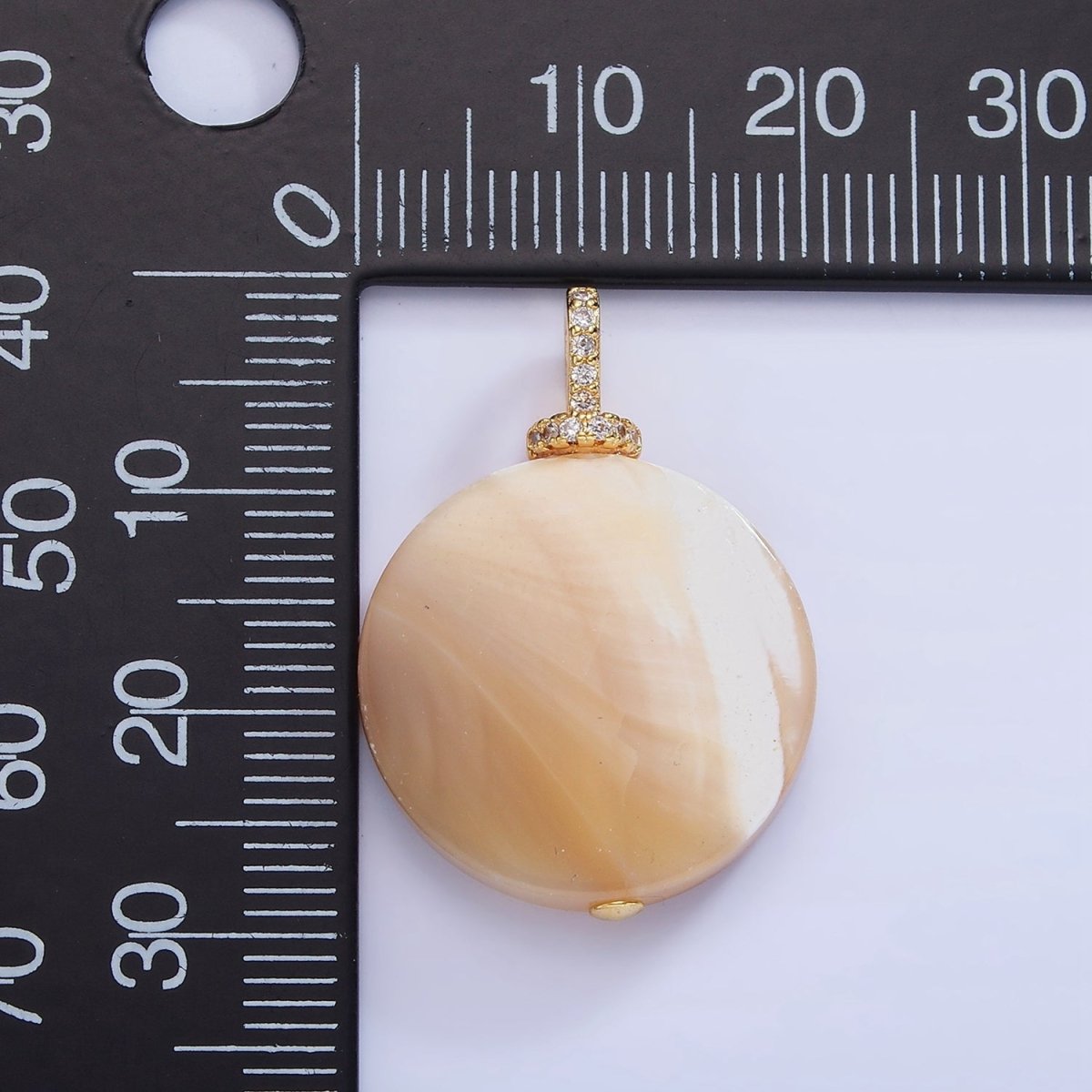 16K Gold Filled Peach White Shell Pearl Micro Paved Pendant | P1575