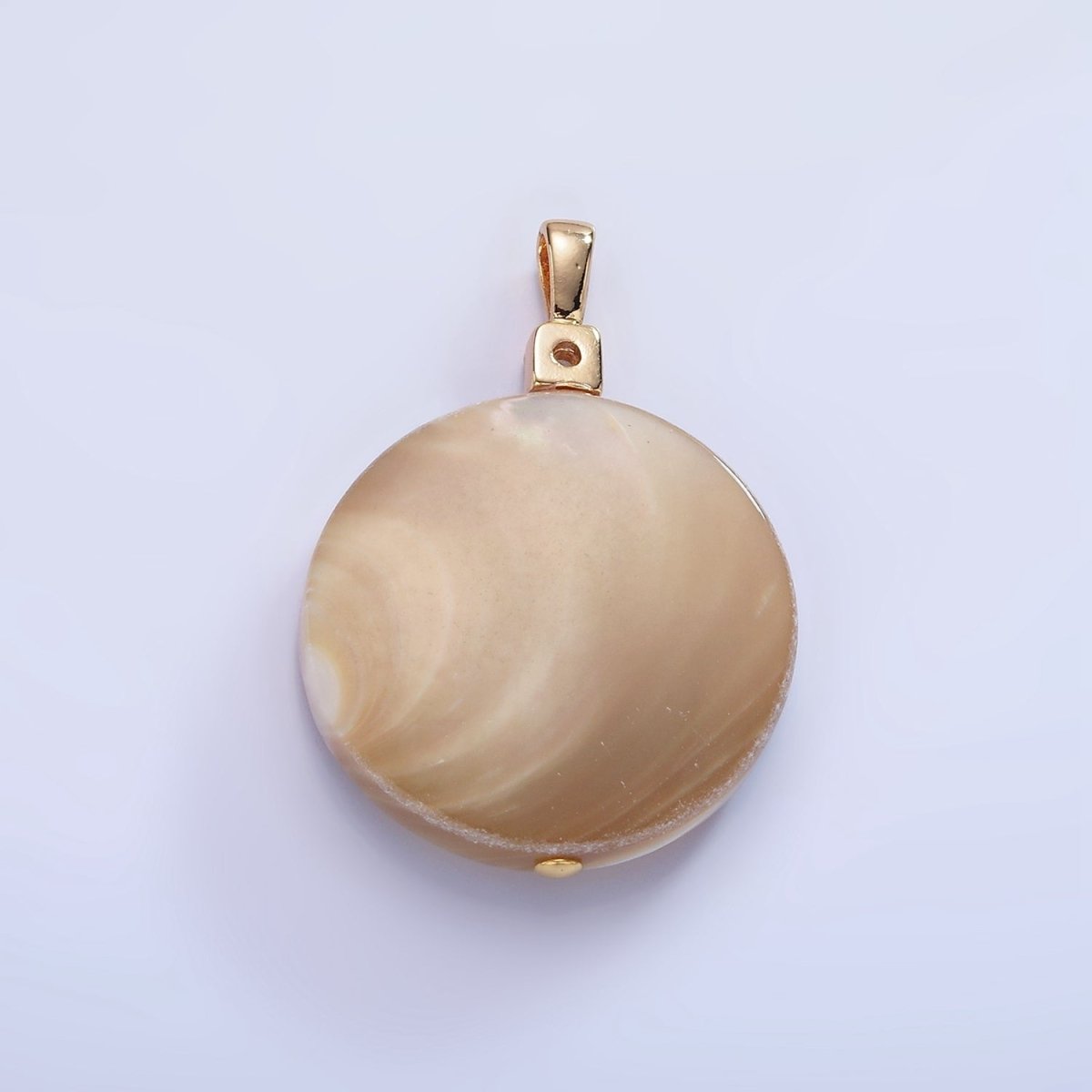 16K Gold Filled Peach White Shell Pearl Round CZ Pendant | P1576