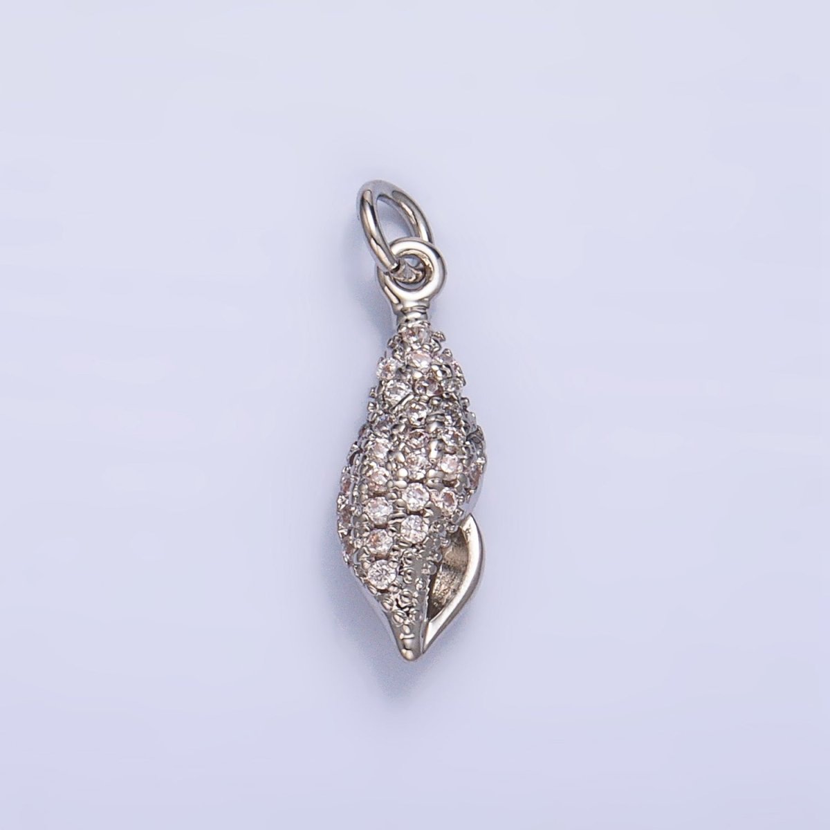 16K Gold Filled Pink CZ Micro Paved Sea Clam Shell Multidimensional Charm in Gold & Silver | X887