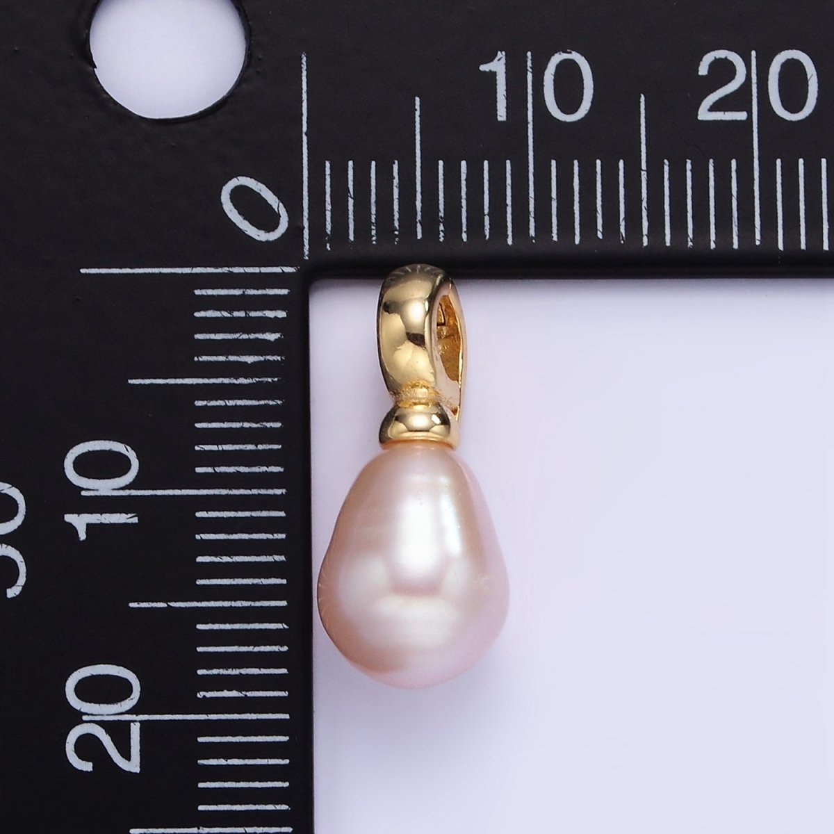 16K Gold Filled Ringed Pink Freshwater Pearl Snap Latch Drop Pendant | P1888
