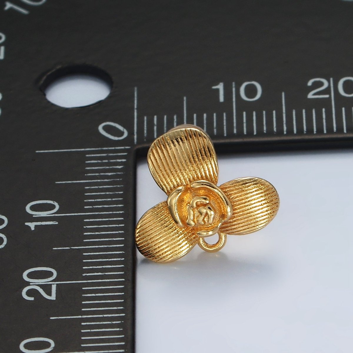 16K Gold Filled Rose Flower Line-Textured Drop Stud Earrings Findings in Gold & Silver | Z838 Z839