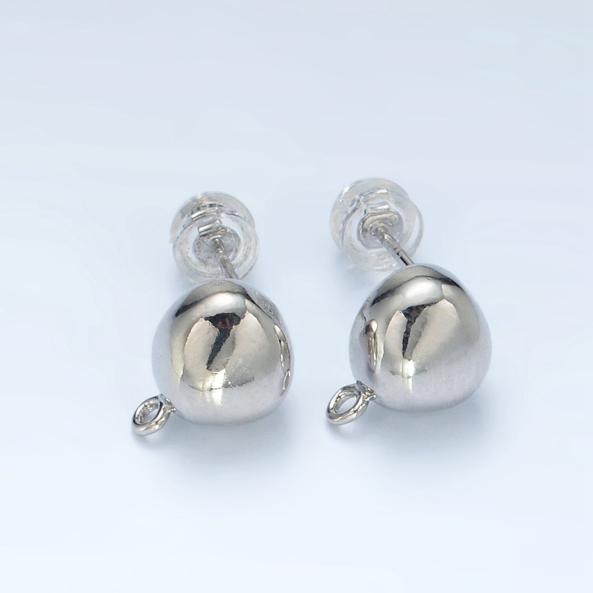 16K Gold Filled Round Dome Drop Stud Earrings Findings in Gold & Silver | Z850 Z851