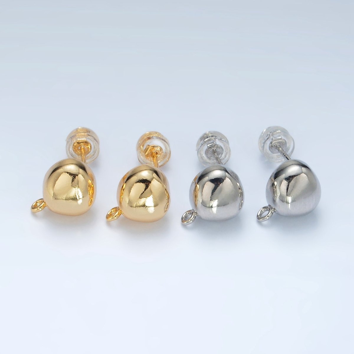 16K Gold Filled Round Dome Drop Stud Earrings Findings in Gold & Silver | Z850 Z851