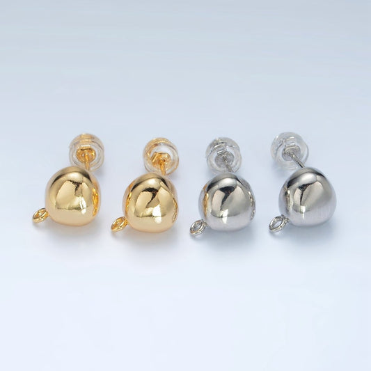 16K Gold Filled Round Dome Drop Stud Earrings Findings in Gold & Silver | Z850 Z851