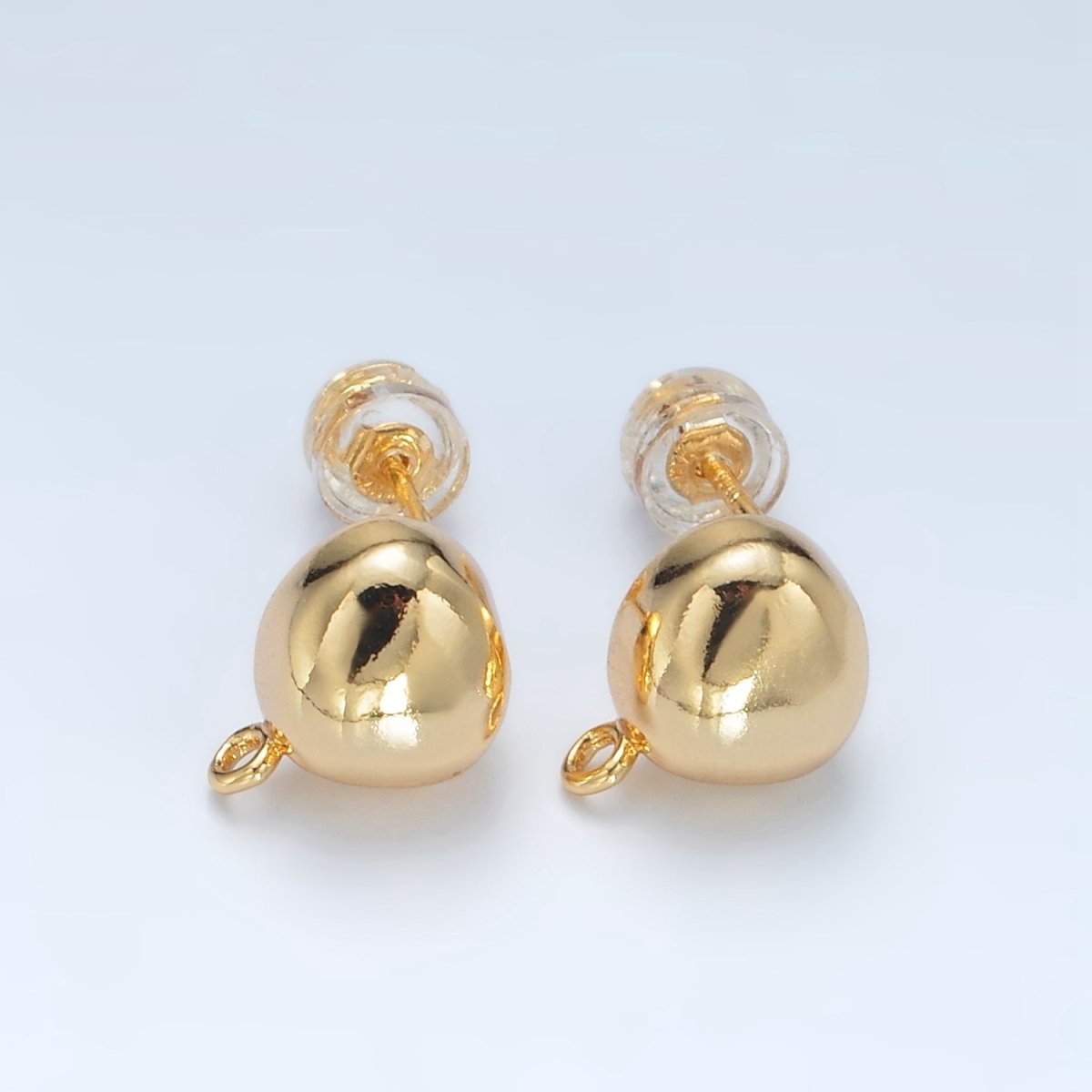 16K Gold Filled Round Dome Drop Stud Earrings Findings in Gold & Silver | Z850 Z851