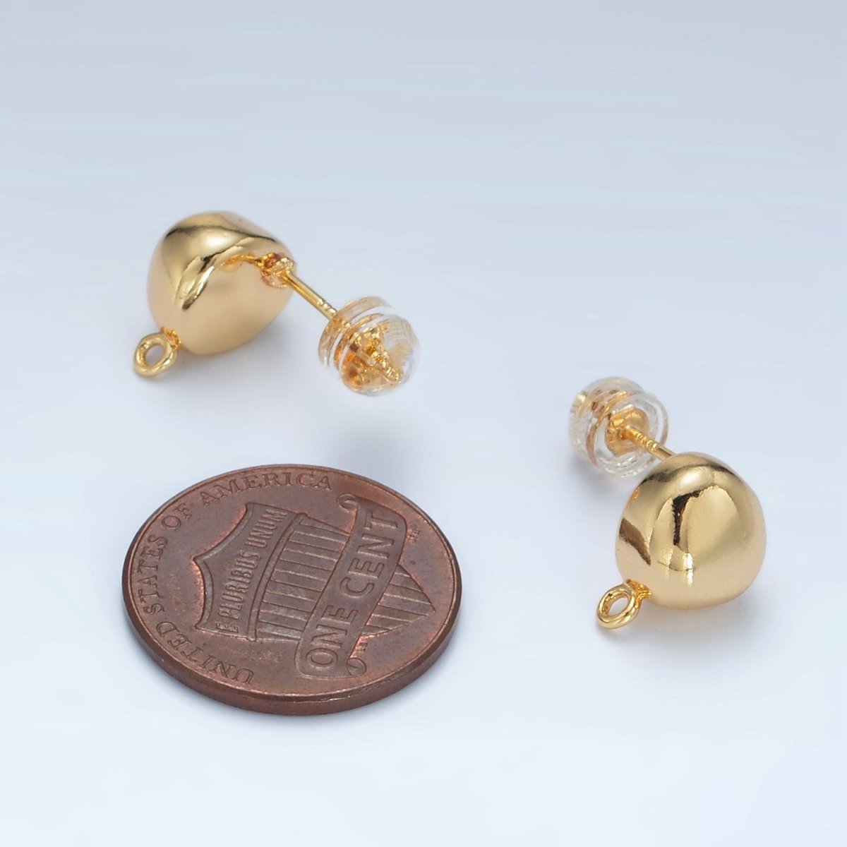 16K Gold Filled Round Dome Drop Stud Earrings Findings in Gold & Silver | Z850 Z851