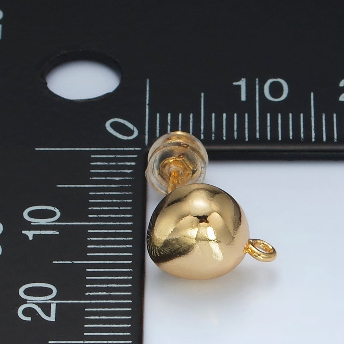 16K Gold Filled Round Dome Drop Stud Earrings Findings in Gold & Silver | Z850 Z851