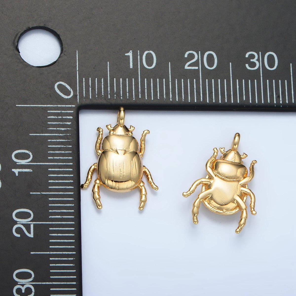 16K Gold Filled Scarab Beetle Insect Animal Charm | E325