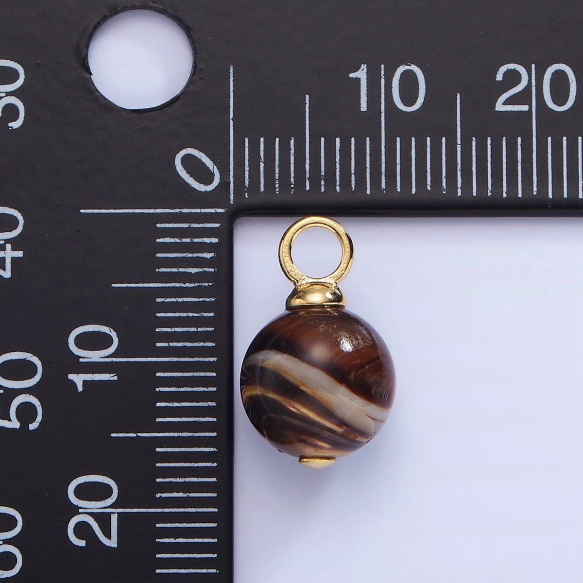 16K Gold Filled Tiger Eye Gemstone Round Drop Pendant | P1769