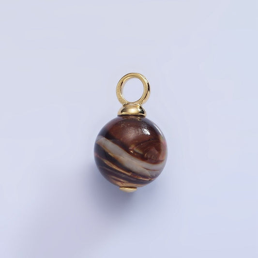 16K Gold Filled Tiger Eye Gemstone Round Drop Pendant | P1769
