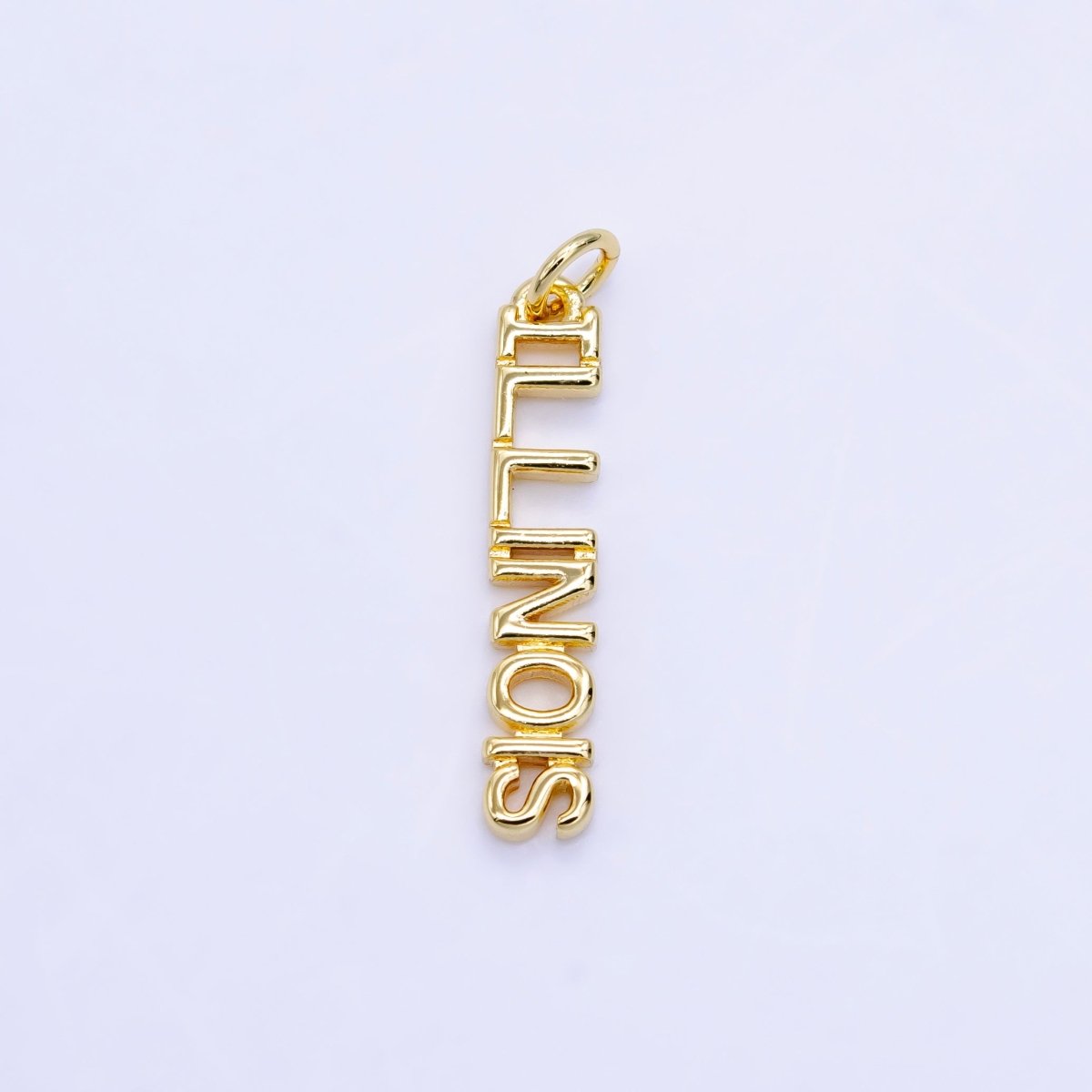16K Gold Filled USA City States Script Tag Charm in Gold & Silver | D814 - D823