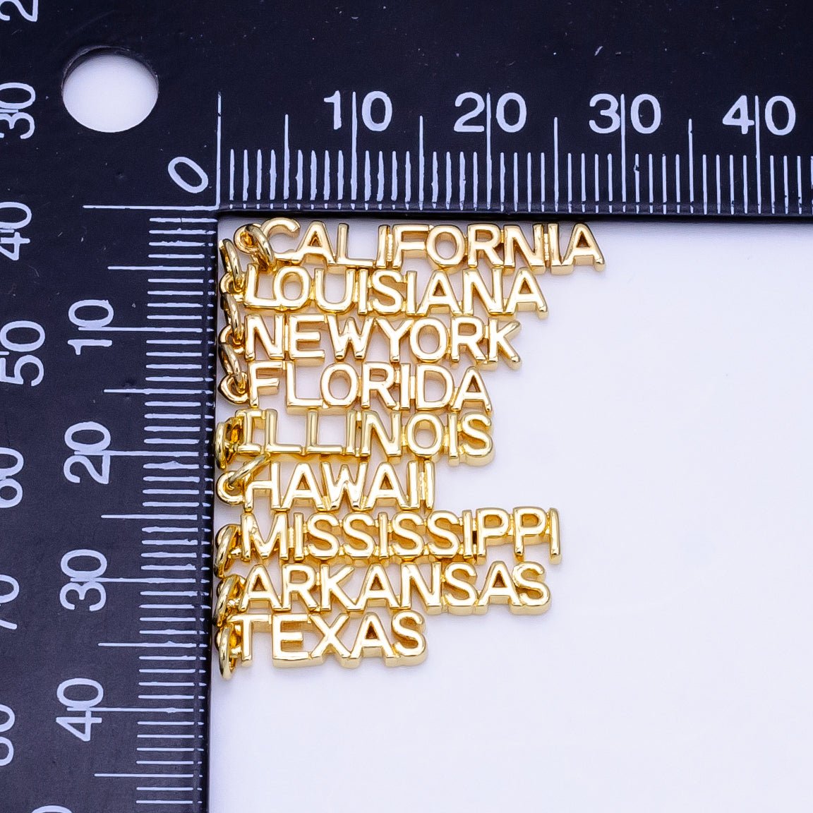 16K Gold Filled USA City States Script Tag Charm in Gold & Silver | D814 - D823