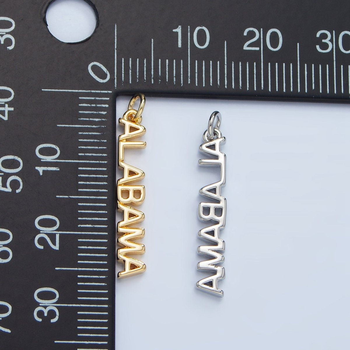 16K Gold Filled USA City States Script Tag Charm in Gold & Silver | D814 - D823