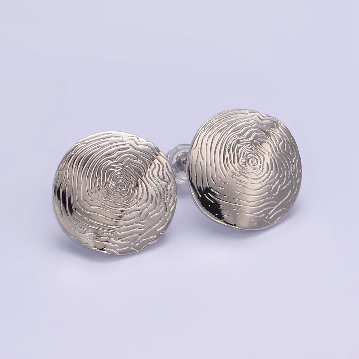 16K Gold Filled Wavy-Lined Textured Round Stud Earrings in Gold & Silver | Z822 Z823