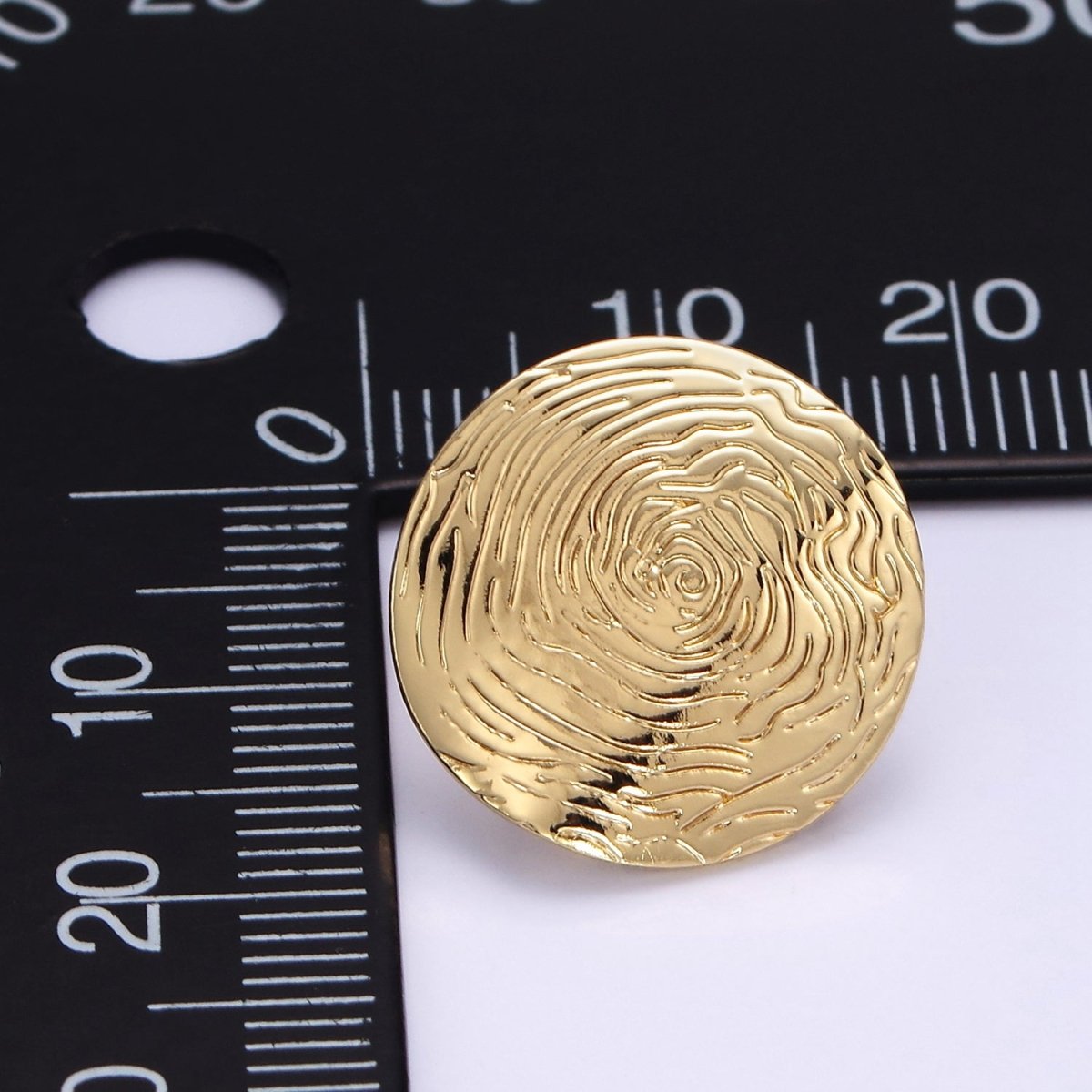 16K Gold Filled Wavy-Lined Textured Round Stud Earrings in Gold & Silver | Z822 Z823