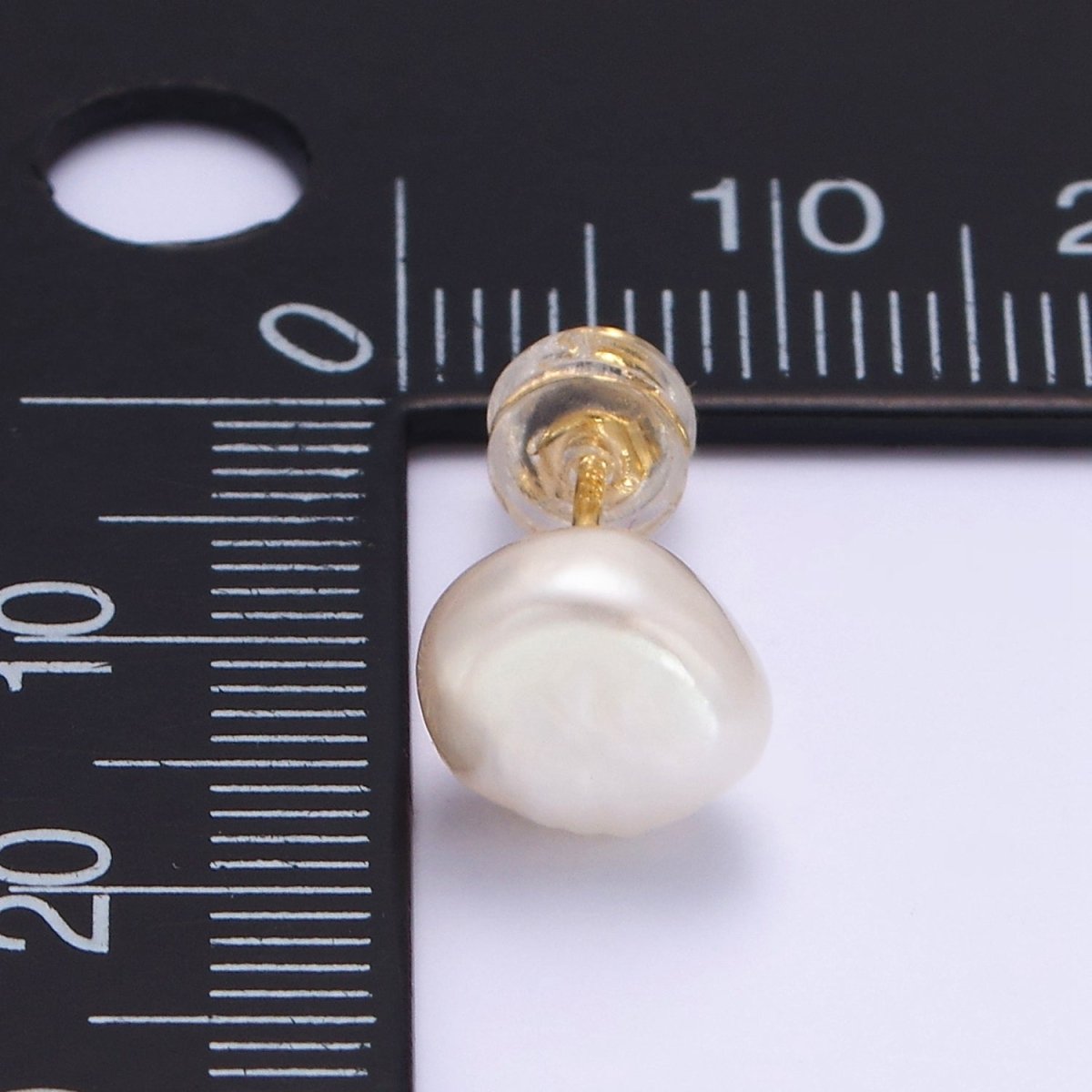 16K Gold Filled White Baroque Freshwater Pearl Stud Earrings | AB1193