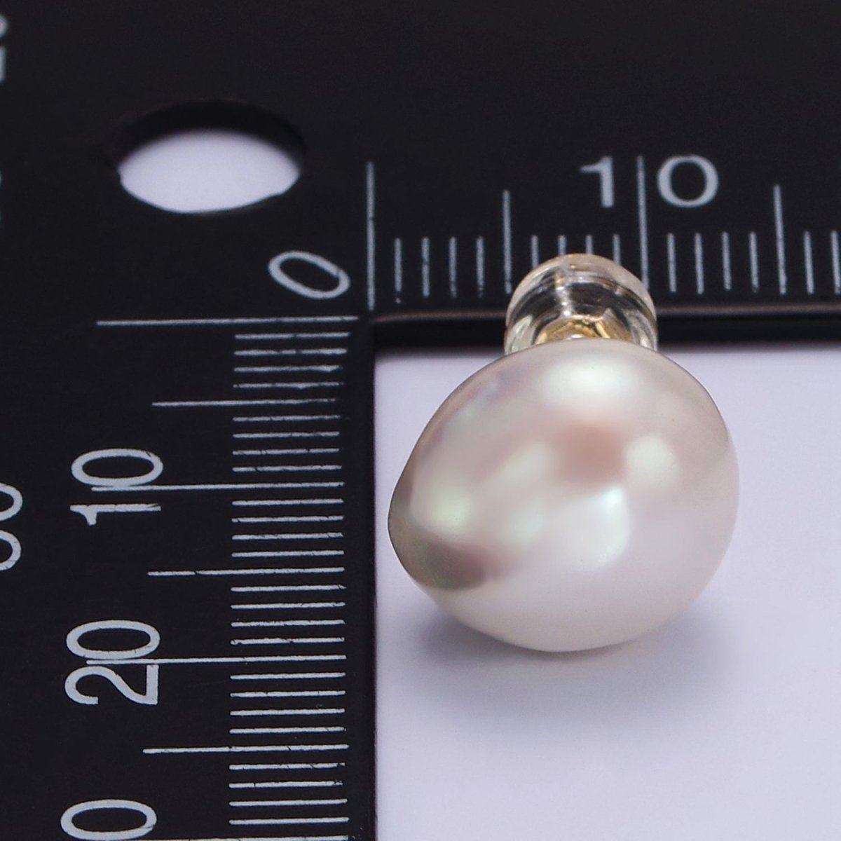 16K Gold Filled White Freshwater Pearl Button Stud Earrings | AB1194