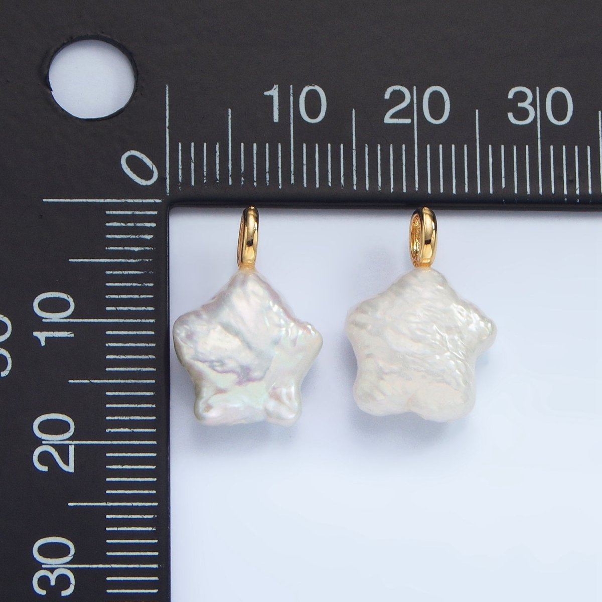 16K Gold Filled White Freshwater Pearl Puffed Celestial Star Pendant | P1872