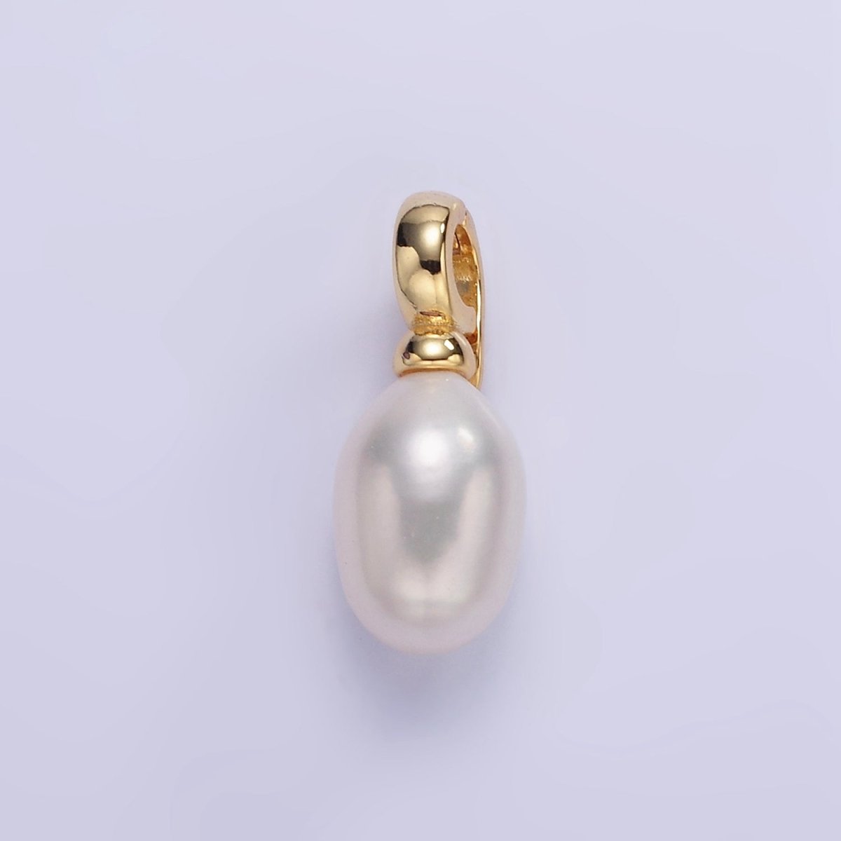 16K Gold Filled White Freshwater Pearl Snap Latch Drop Pendant | P1889