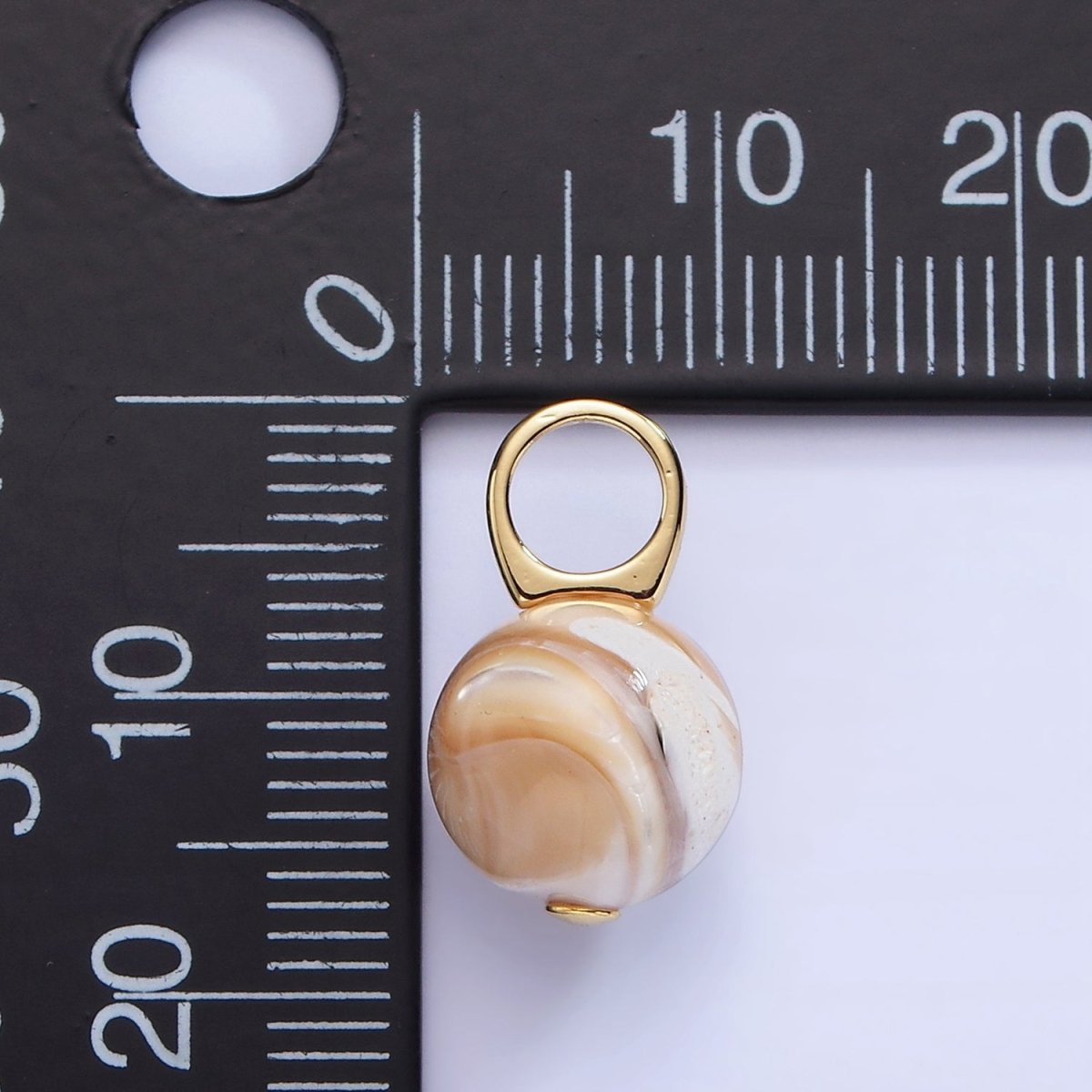 16K Gold Filled White Peach Shell Pearl Round Drop Pendant | P1752