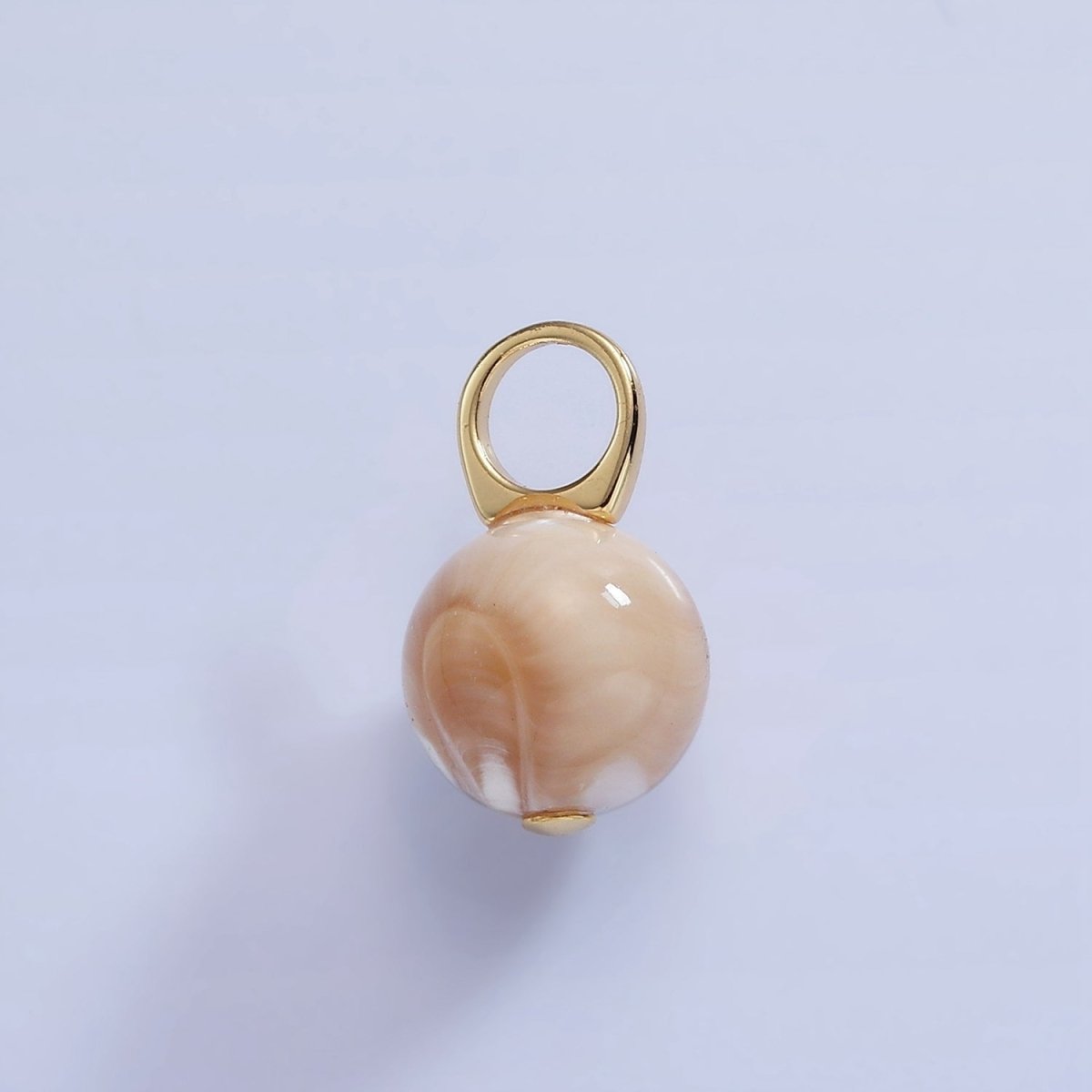 16K Gold Filled White Peach Shell Pearl Round Drop Pendant | P1752