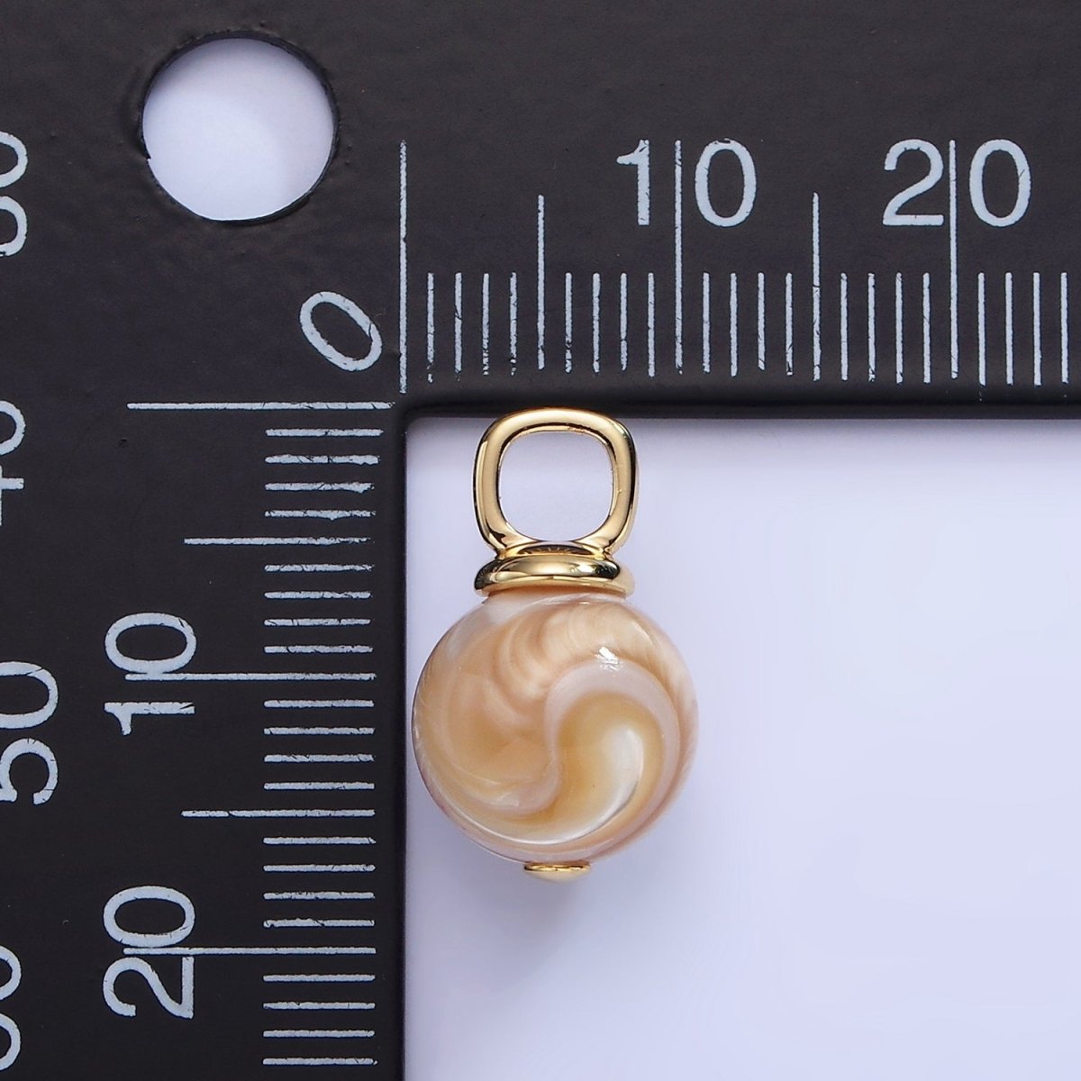 16K Gold Filled White Peach Shell Pearl Square Bail Drop Pendant | P1751