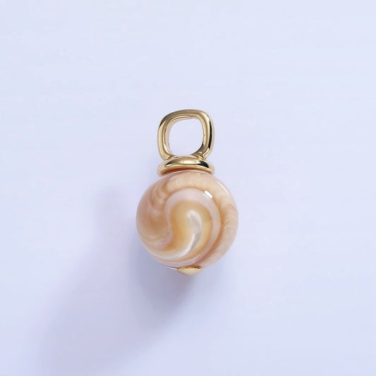 16K Gold Filled White Peach Shell Pearl Square Bail Drop Pendant | P1751