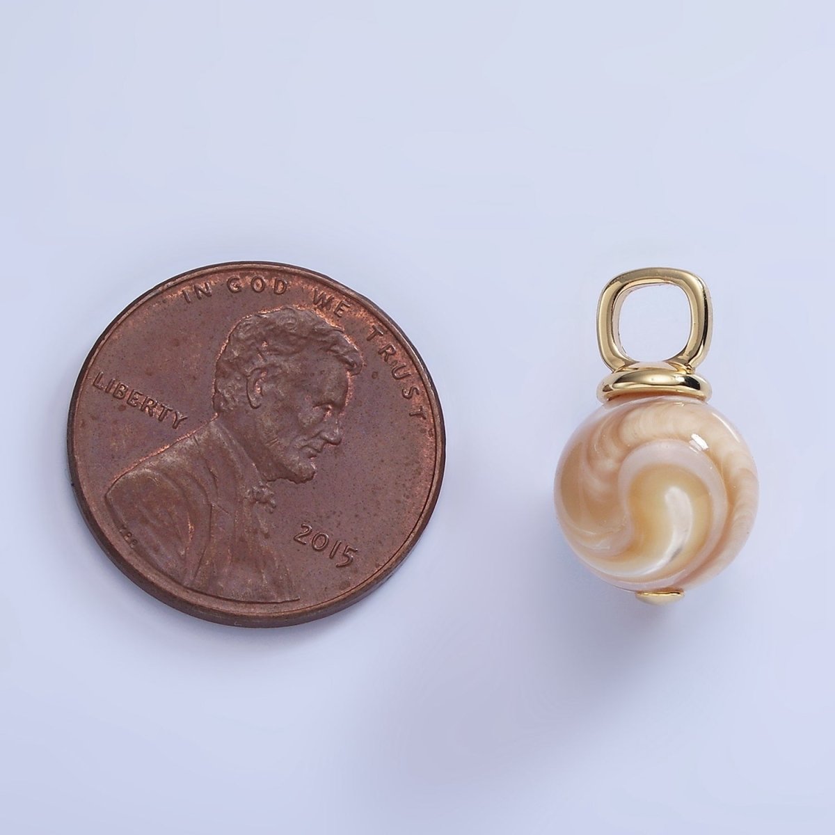 16K Gold Filled White Peach Shell Pearl Square Bail Drop Pendant | P1751