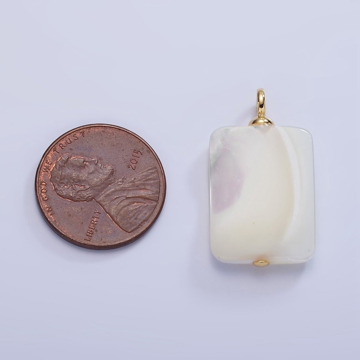 16K Gold Filled White Shell Pearl Rectangular Drop Pendant | P1785