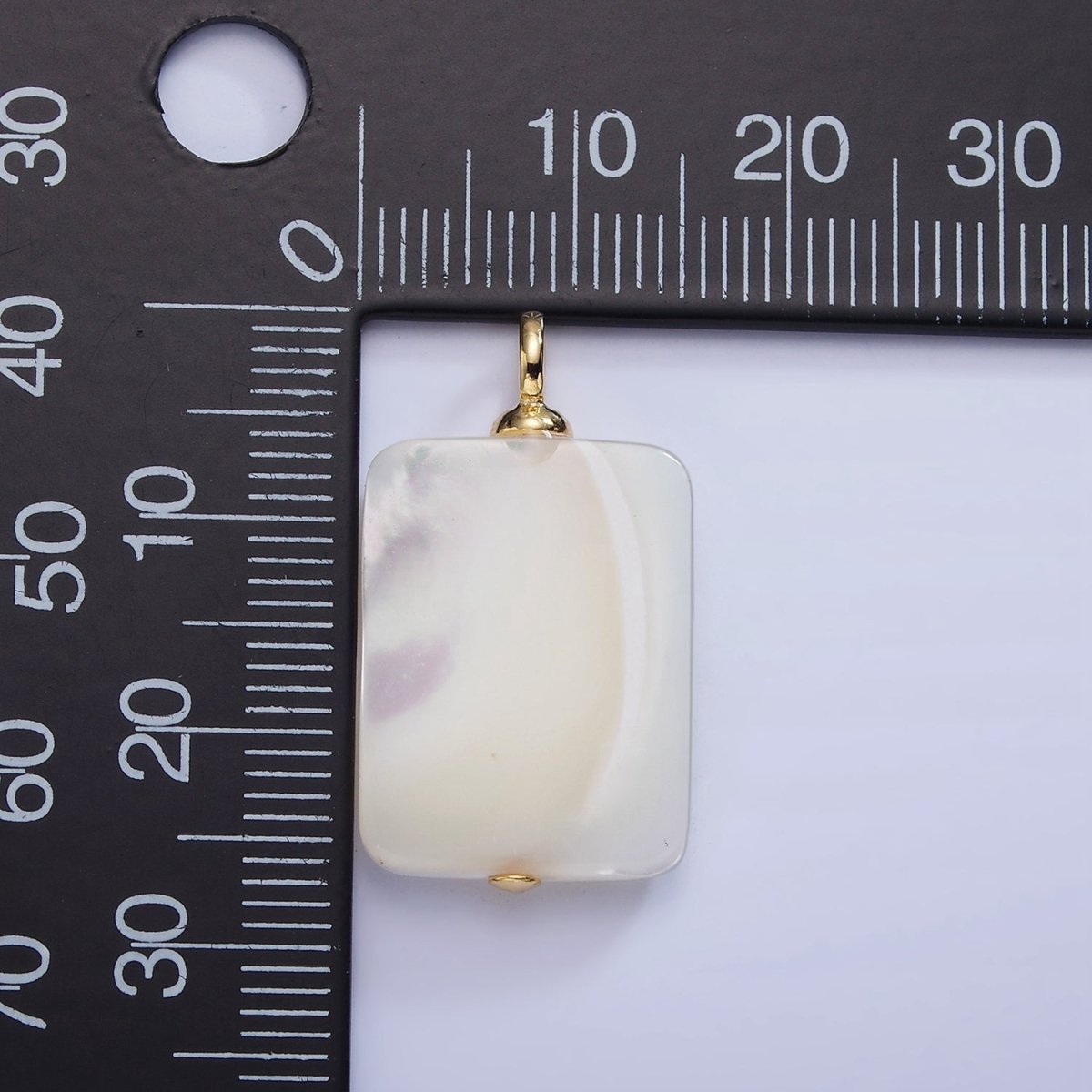 16K Gold Filled White Shell Pearl Rectangular Drop Pendant | P1785