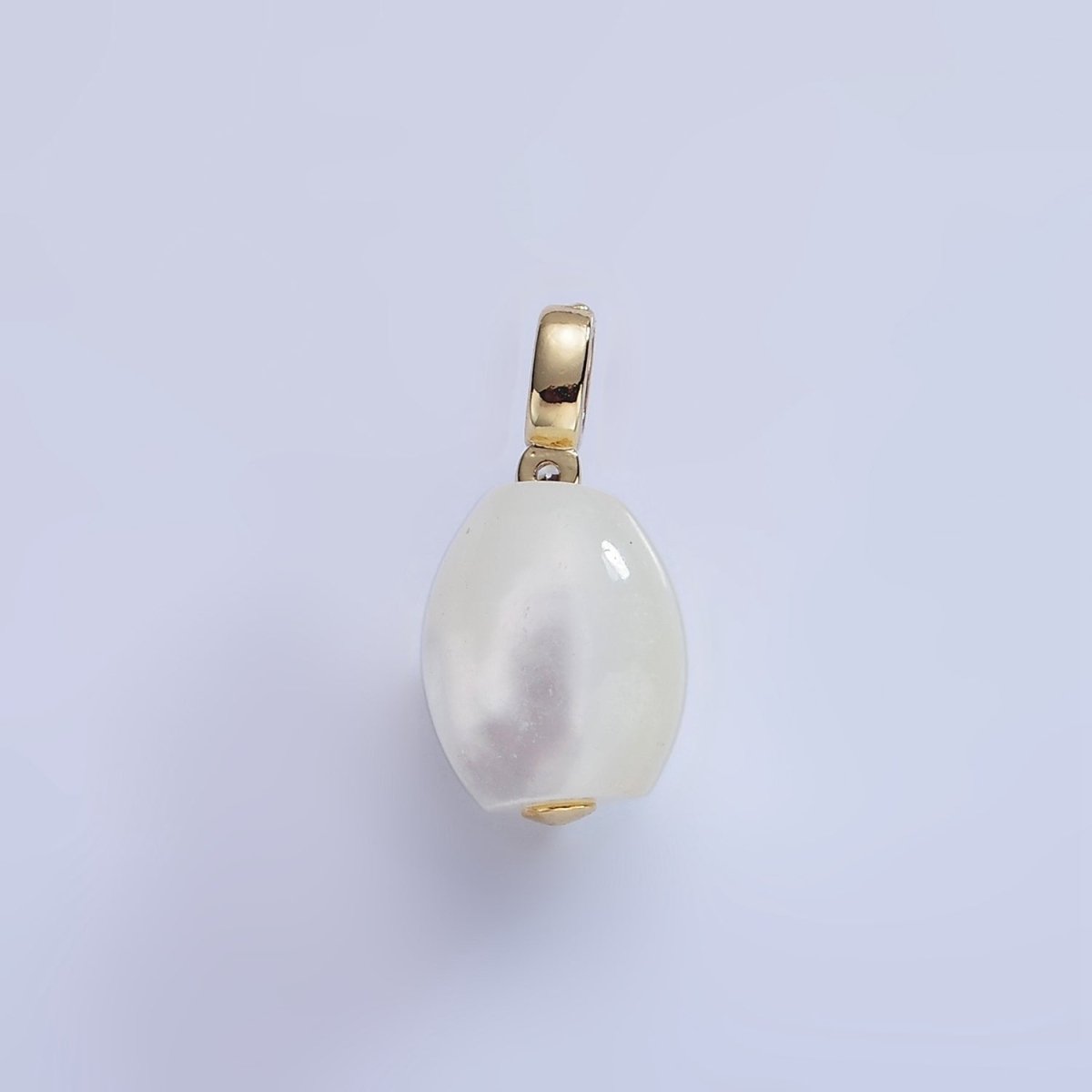 16K Gold Filled White Shell Pearl Sphere CZ Drop Pendant | P1789