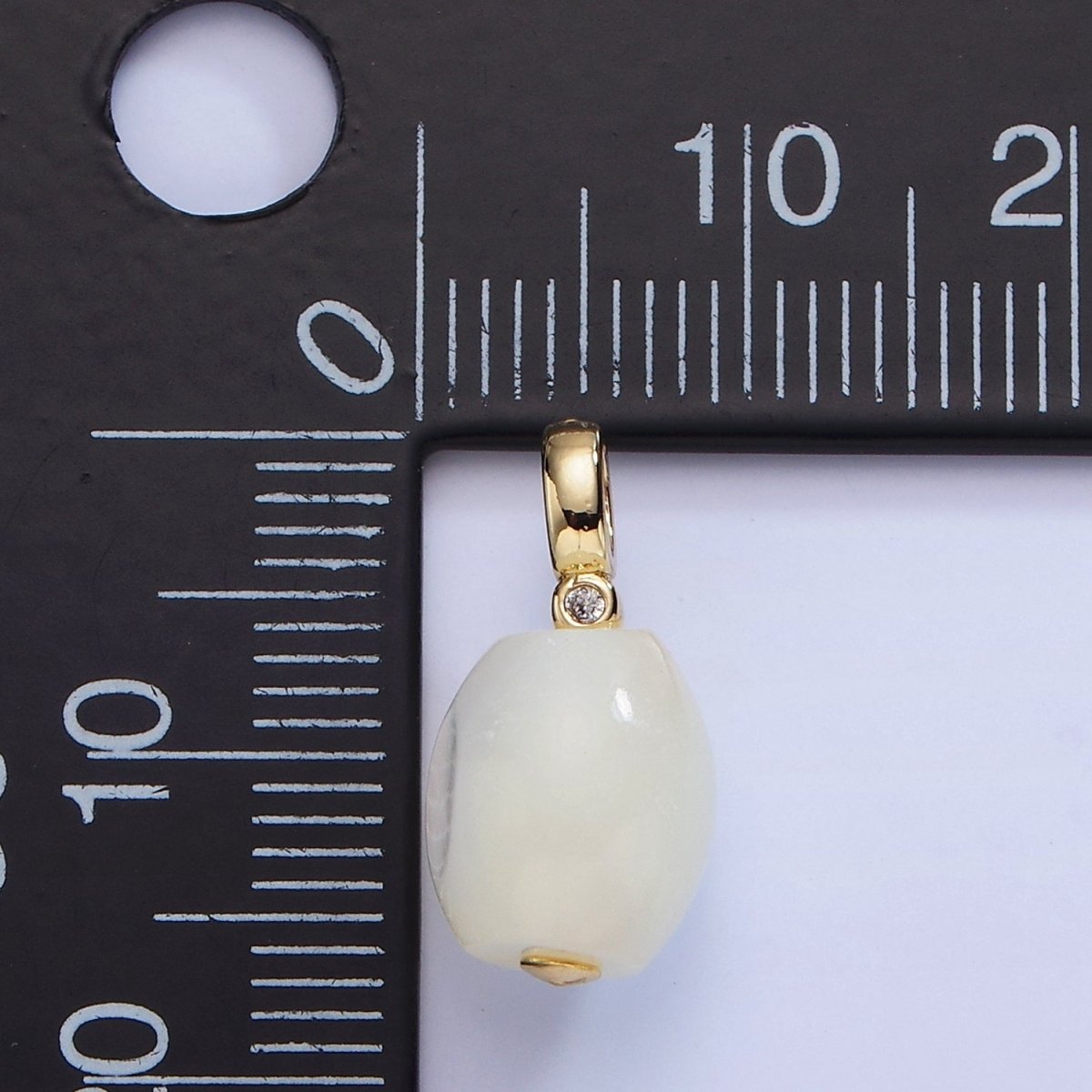 16K Gold Filled White Shell Pearl Sphere CZ Drop Pendant | P1789