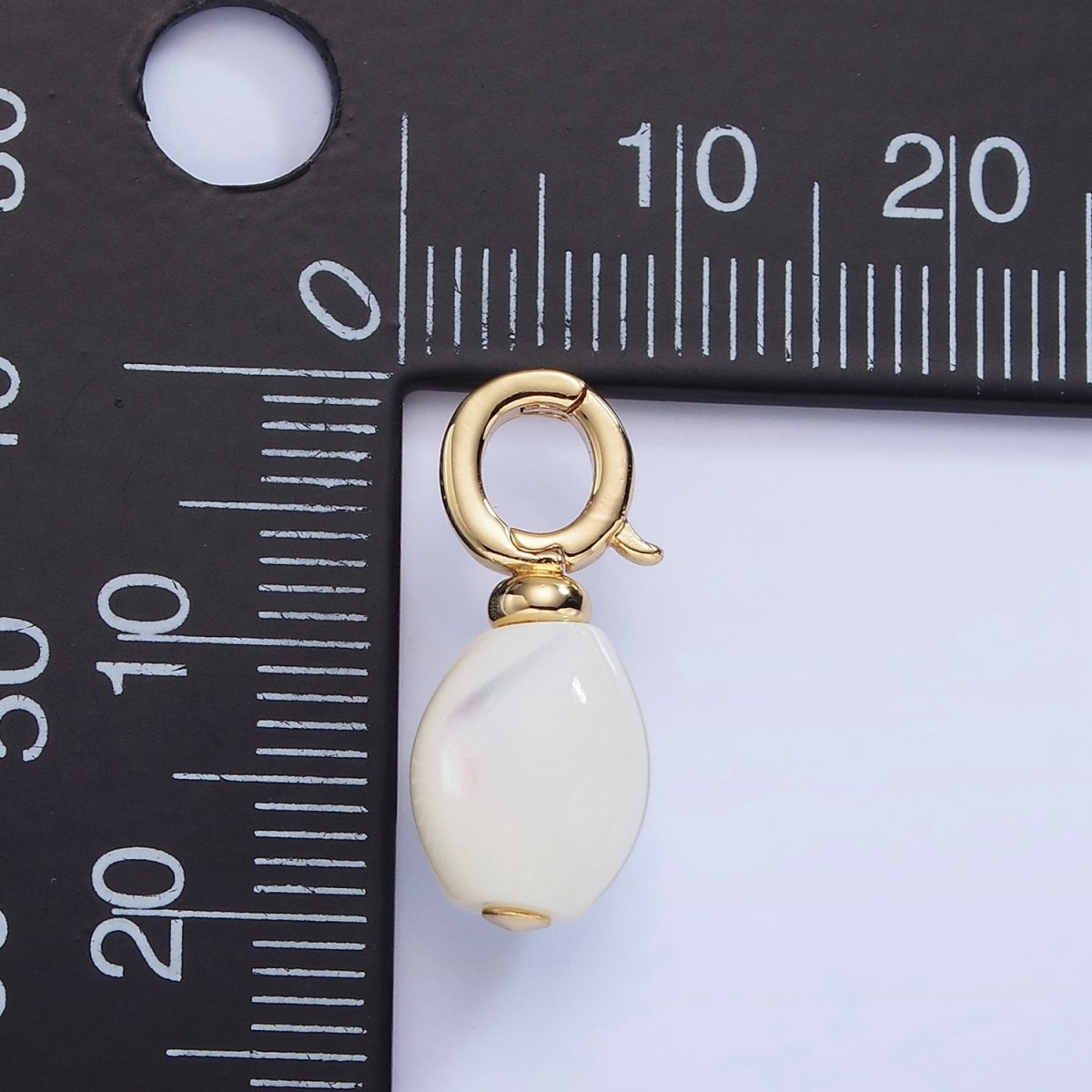 16K Gold Filled White Shell Pearl Sphere Drop Latch Bail Pendant | P1588