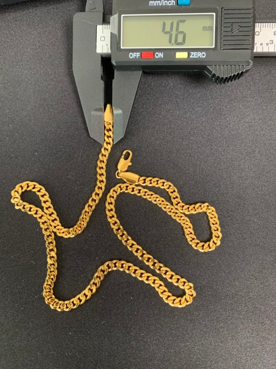17.7'' Ready to Use 24K Gold Filled Cuban Curb Necklace Chain, Layering Curb Chain  Necklace, Lobster Clasp, Width is 4.6mm | CN-524  Clearance Pricing