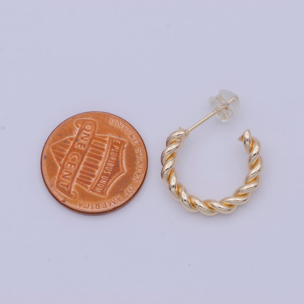 18K Gold Filled 23mm Twisted Rope C-Shaped Hoop Earrings | AB1200