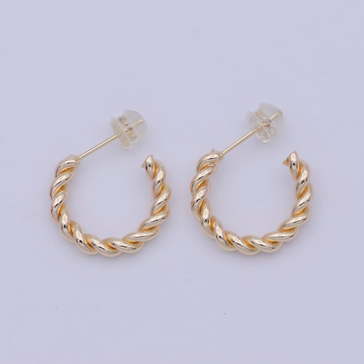 18K Gold Filled 23mm Twisted Rope C-Shaped Hoop Earrings | AB1200