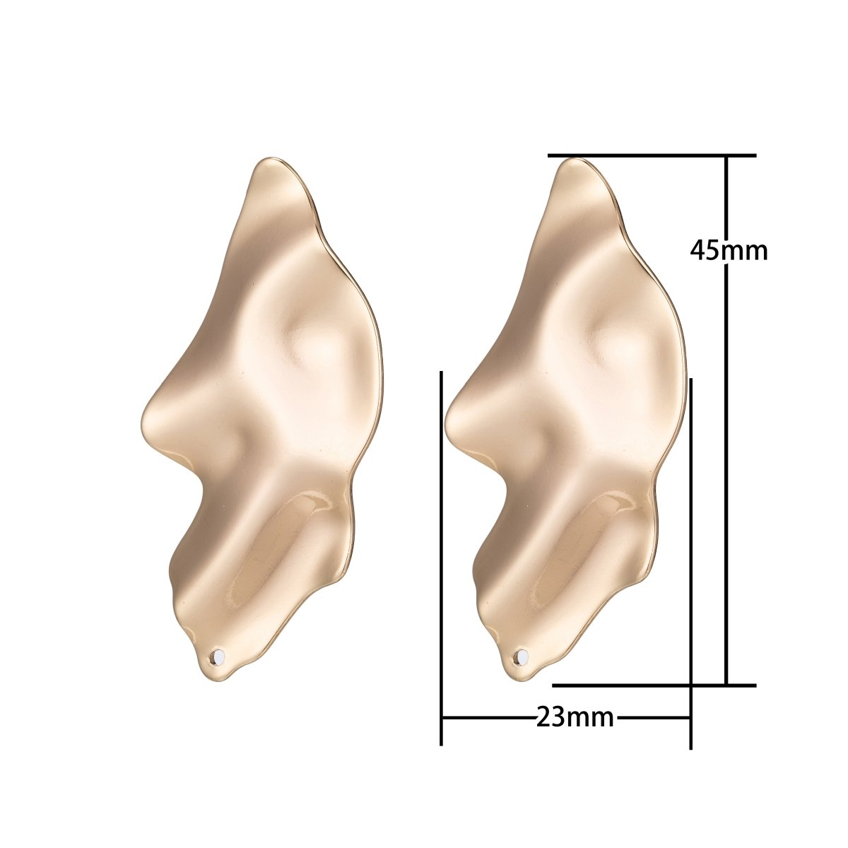 18K Gold Filled 45mm Abstract Foil Stud Earrings | K010
