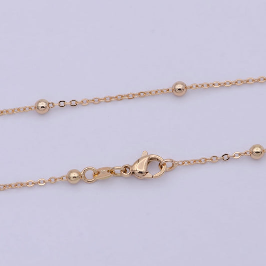 18k Gold Filled Satellite Cable Chain Necklace Gold , Satellite Ball Chain Necklaces Ready To Wear 20 Inch | WA-764 Clearance Pricing