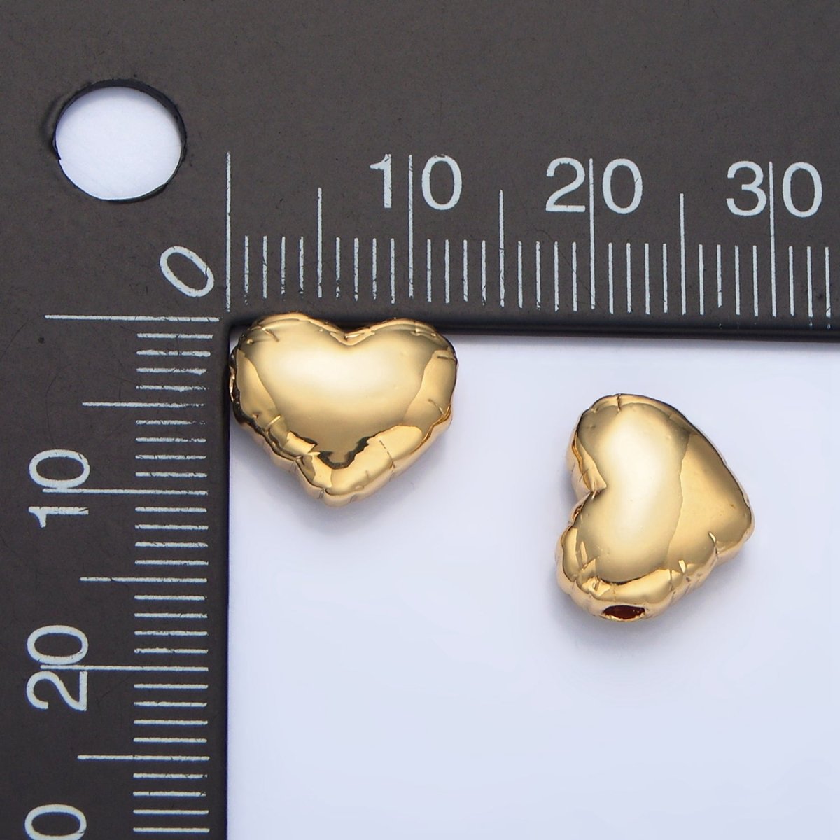 24K Gold Filled 10mm Chubby Balloon Heart Bead | B155