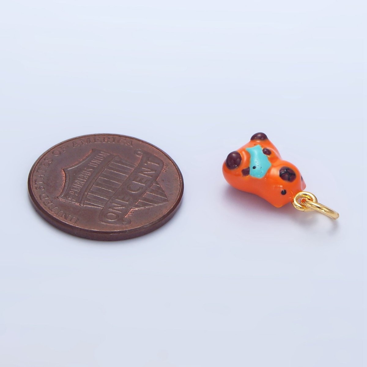 24K Gold Filled 10mm Glass Capybara with Fish Animal Charm | X577